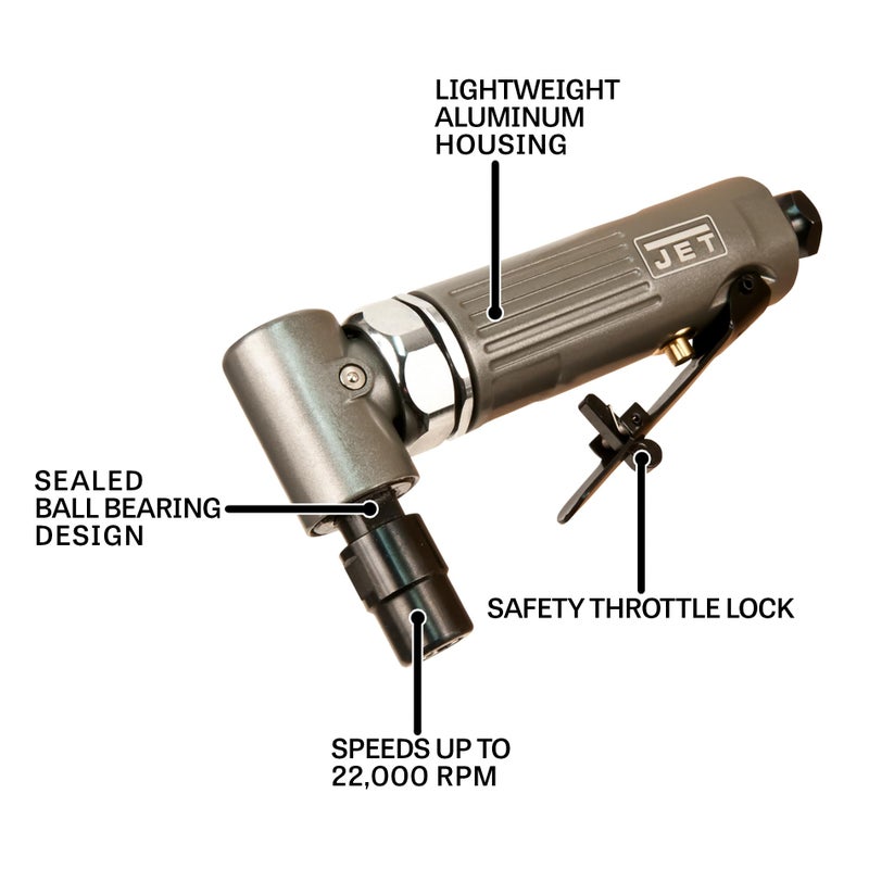JET 1/4-Inch Pneumatic Right-Angle Die Grinder, 22000 RPM (JAT-403), Gray - Image 2
